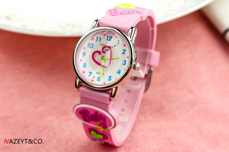 Montre à quartz étanche en silicone rose pour filles, joli cadran en forme de cœur, design pour enfants, joli cadeau, nouvelle mode