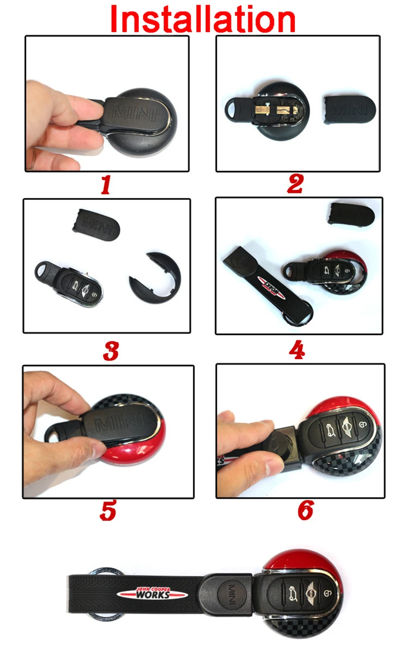 Gtinthebox Schlüsselhülle JCW Bremsscheiben-Form 3/4-Tasten-Schlüsselanhänger-Gehäuse mit Schlüsselring und Gürtelhalterung für MINI Cooper F55 F56 F57 F60 – Detail 15