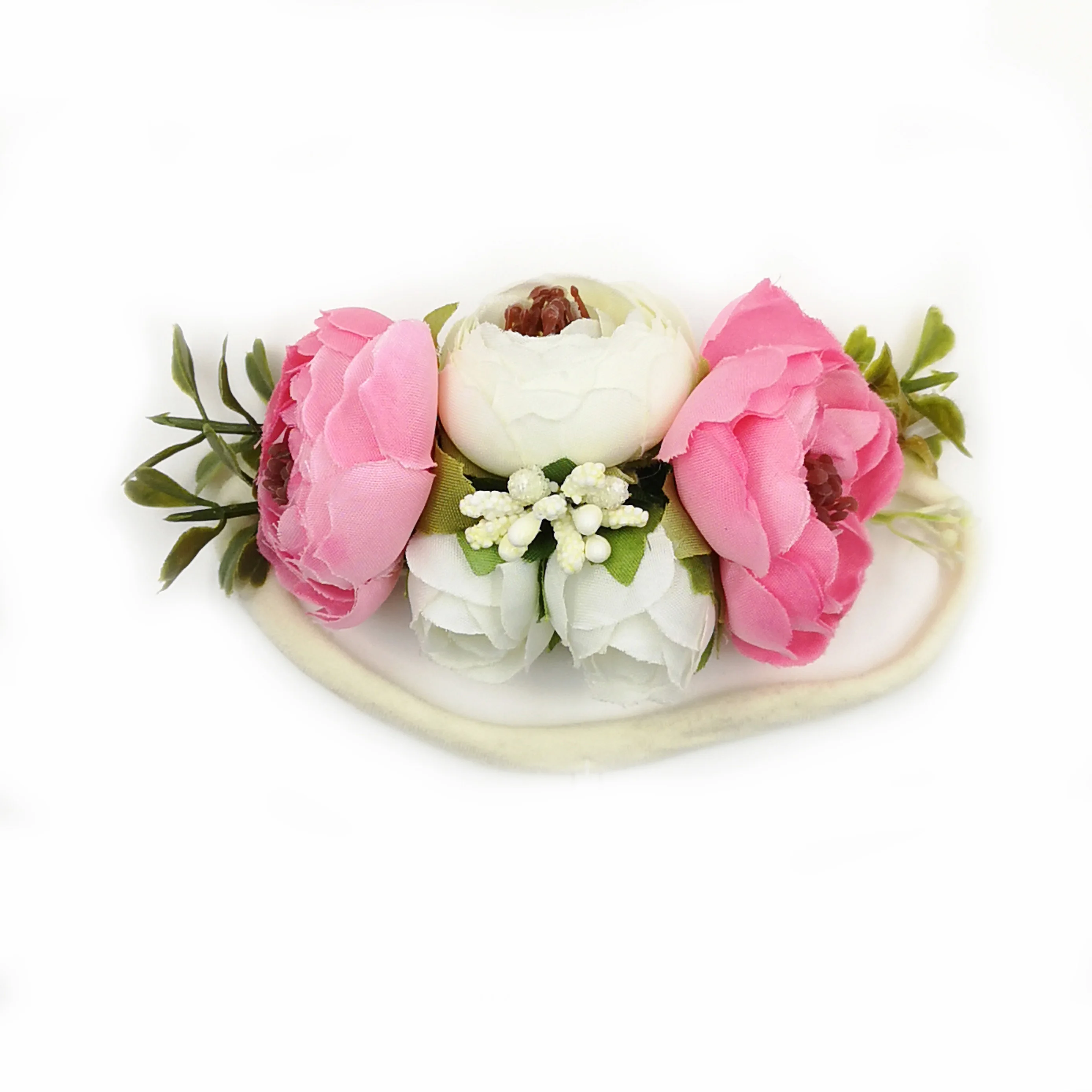 Flower Baby Headband Artificial Floral Elastic Nylon Band Boutique Handmade Fashion Newborn Accessories Photography Props