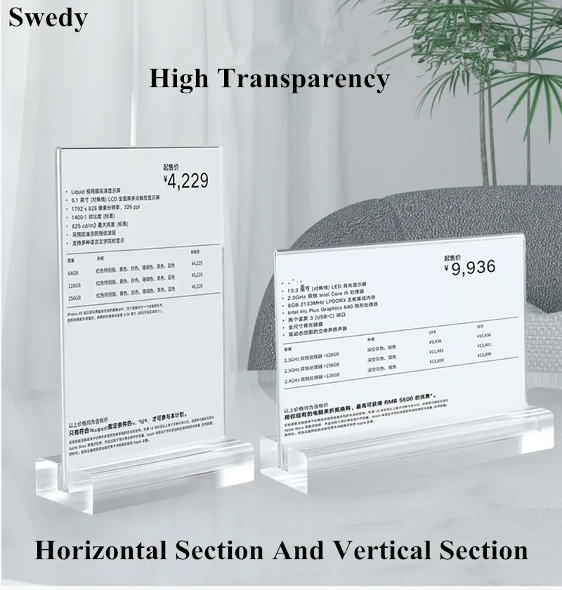 A4 210X297mm Double Acrylic Sign Holder Display Stand 8.5x11 Inch Table Menu Price Label Paper Holder Photo Picture Poster Frame