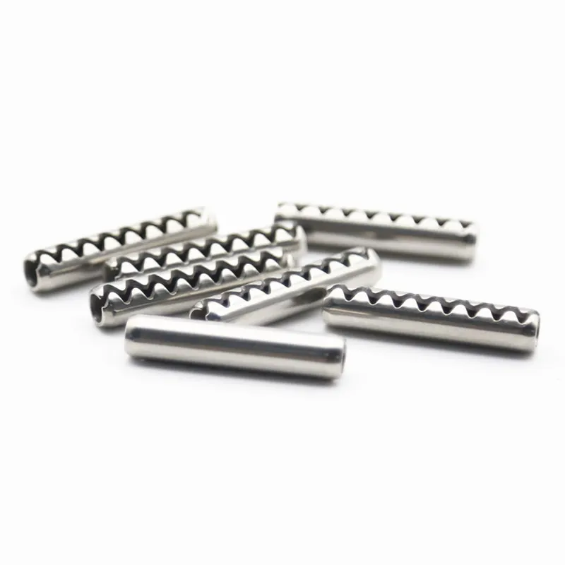 100 buah 304 Stainless Steel M1.0 / M1.2 / M1.4 / M1.5 / M1.6 pin silinder elastis bergigi JISB 2808 pin bulat berlubang Musim Semi