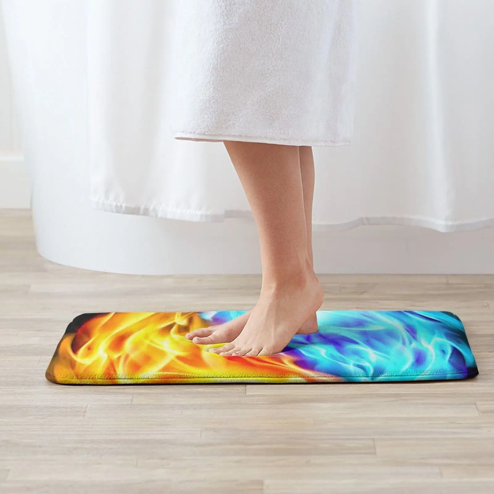 Fire Flame Heart Light Spirituality , Fire And Ice Soft Cushion Home Carpet Door Mat Car Rug The Eight Trigrams Blue And Orange