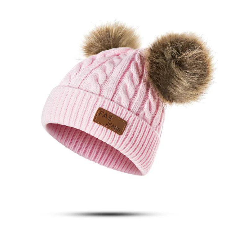 2022 Beanies Baby Hat Pompon Winter Children Hat Knitted Cute Cap for Girls Boys Casual Solid Color Girls Hat  Baby Winter Hat