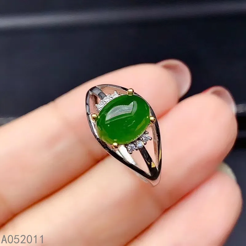 

KJJEAXCMY fine jewelry natural Jasper 925 sterling silver girl adjustable ring Gift Birthday Party Wedding Engagement christmas