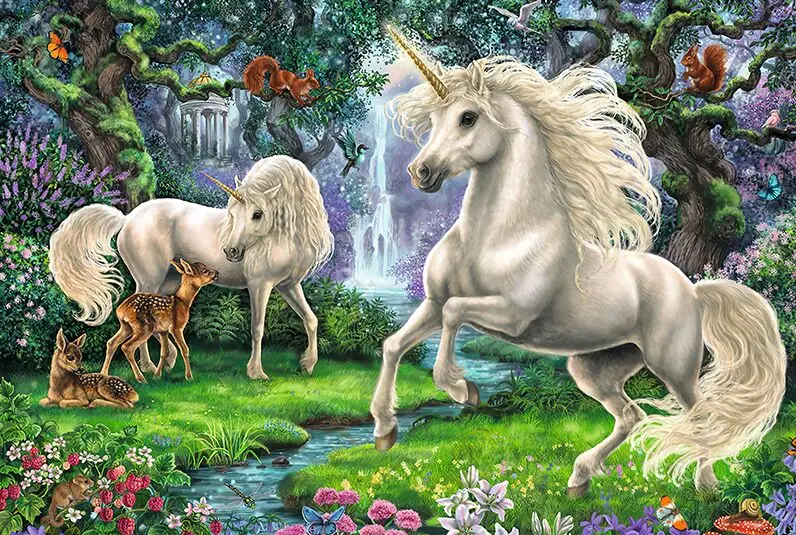 Unicorn and fawn The wooden puzzle 1000 pieces ersion jigsaw puzzle white card adult children's educational toys