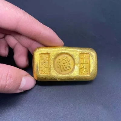 Antique gold-plated Tianjin Fuzi gold ingot decoration