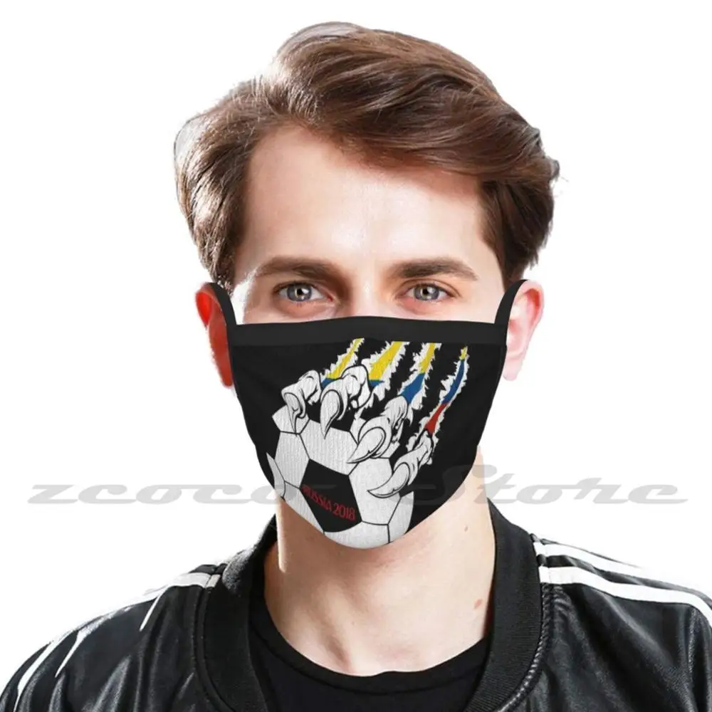 Colombia Mask Adult Child Washable Pm2.5 Filter Logo Creativity Colombia Russia Soccer Football Brazil