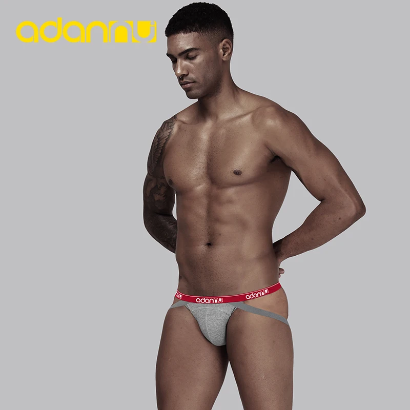 5PCS/LOT ADANNU New Men Undewear Sexy Gay Jockstrap Cotton Men Thong Breathable Double T U Pouch Comfortable Underpants AD43