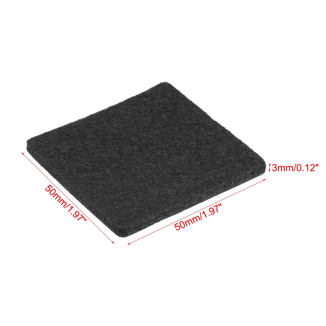 uxcell 12Pcs Furniture Pads Adhesive Felt Pads 50mm x 50mm Square 3mm Thick Black