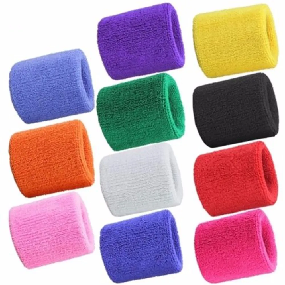 Cotton Colorful Unisex Sport Sweatband Wristband Wrist Protector 2PCS Running Badminton Basketball Brace Terry Cloth Sweat Band