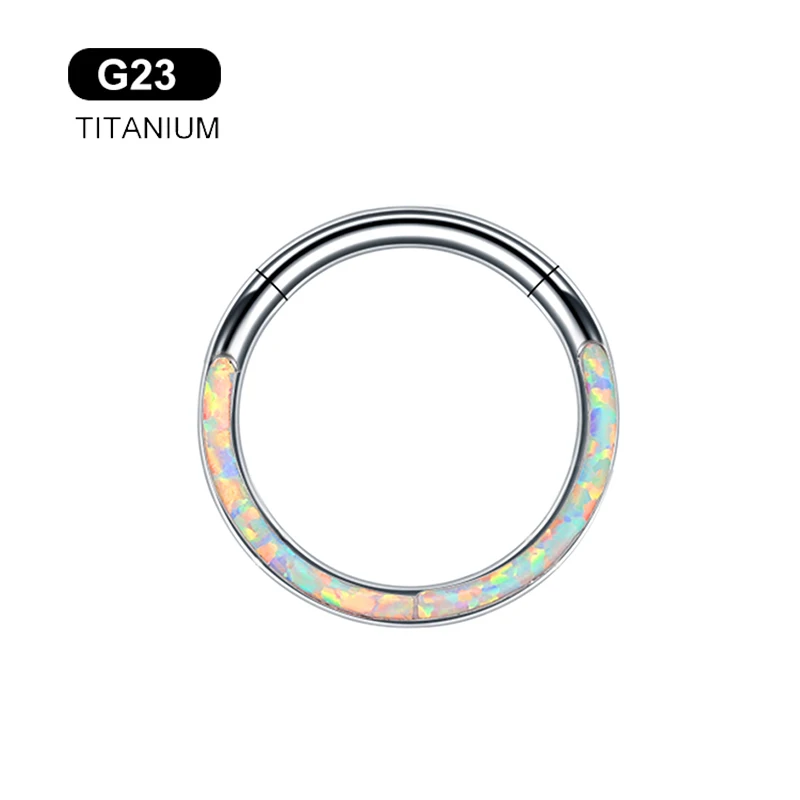 G23 Titanium Opal Segment Ring Open Septum Piercing Nose Ring Ear Helix Cartilage Tragus Piercing For Women Body Jewelry 16G