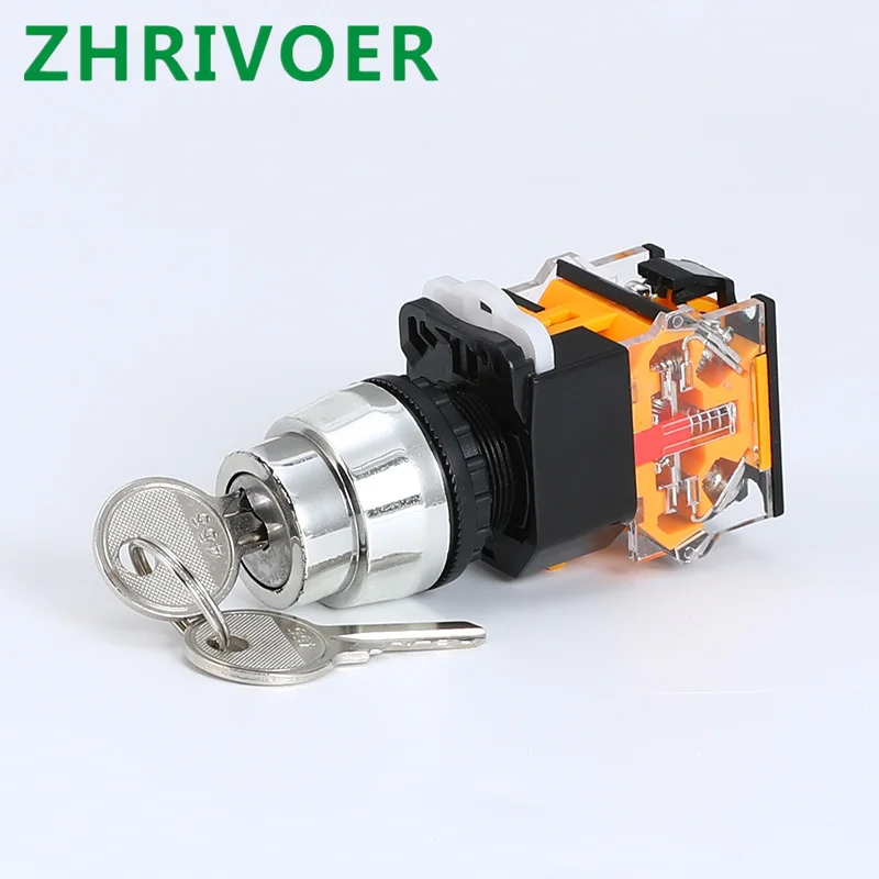 22mm la38-11y2 la38-11y3 electric rotary switch knob 2/3 position selector power key switch self-locking 1no 1nc