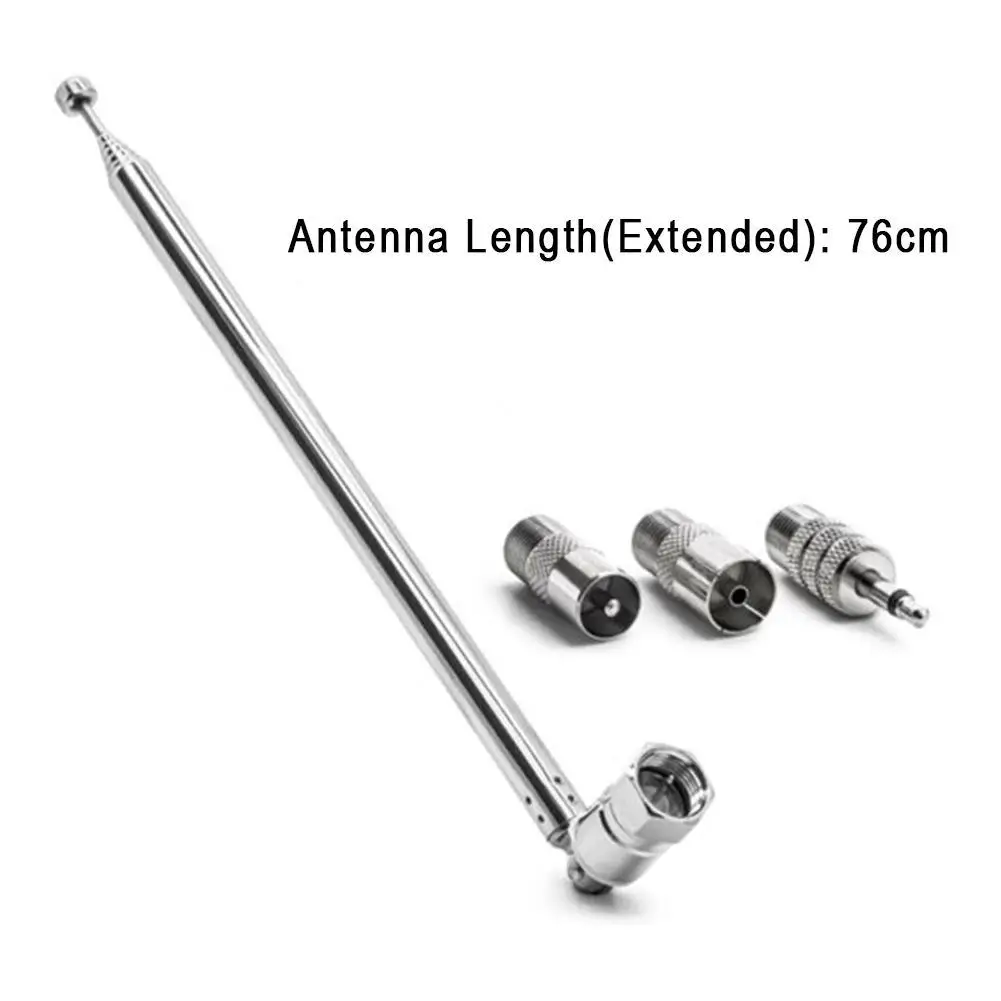 1Set Telescopische Dab Fm Radio Antenne Adapter Hifi Av Ontvanger Mini Systeem Antenne Lengte 750Mm 7 Secties Universeel