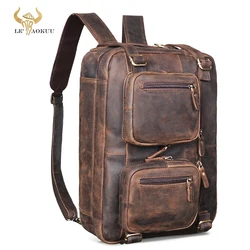 New Crazy Horse Leather Vintage Business Briefcase Bag Male Design Travel Laptop Backpack Document Case Tote Portfolio Bag 9912