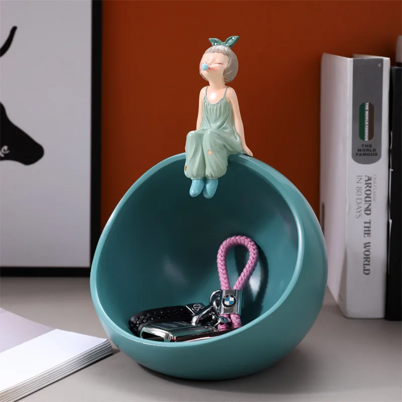 

Nordic Cute Bubble Girl Storage Box Resin Ornaments Home Coffee Table Figurines Decoration Cafe Store Desktop Sculpture Crafts