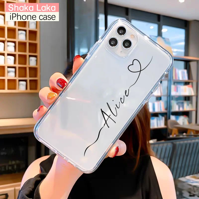 Custom Name DIY Letters for iPhone 15 14 13 Pro Max Case 12 8 Plus SE 2020 Cover Girls Silicone Funda For iPhone 11 Pro Case