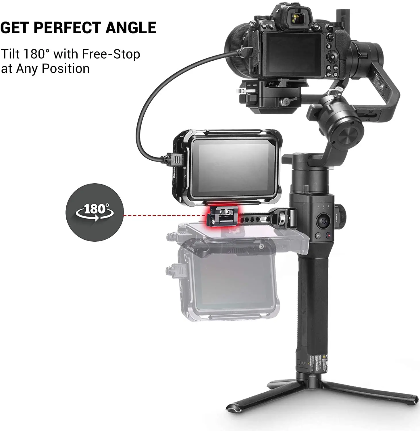 SmallRig Adjustable Tilt 180° Monitor Mount for DJI RS 2/RSC 2 Ronin-S/SC for Zhiyun Crane 3/Weebill Lab Screen EVF Mount 2386B