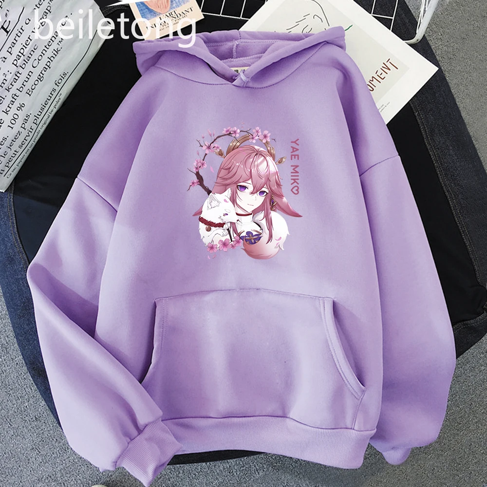 

Anime Genshin Impact Hoodie Men Kawaii Harajuku Manga Graphic Hoody Yae Miko Sweatshirts Unisex Winter Tops Women Streetwear 90s