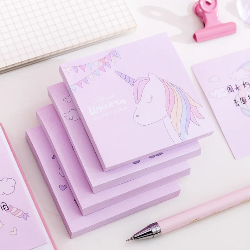 1pc kawaii fantasia unicórnio notas pegajosas planejador de lágrima bloco de notas bloco de notas scrapbook material escolar de escritório artigos