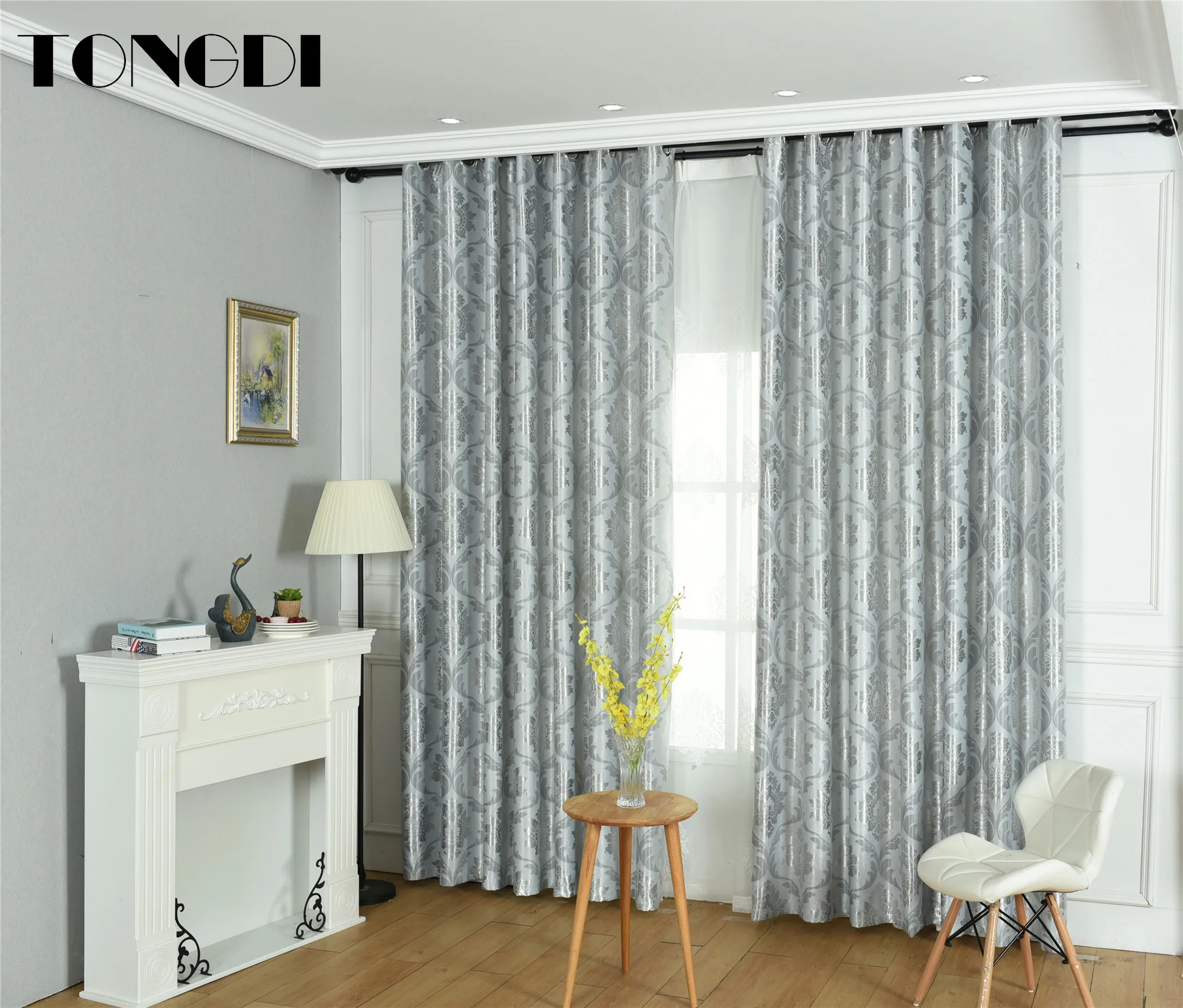 

TONGDI Blackout Curtain Modern Leaves Floral Thickened Elegant High-grade Decoration For Home Parlour Room Bedroom Living Room