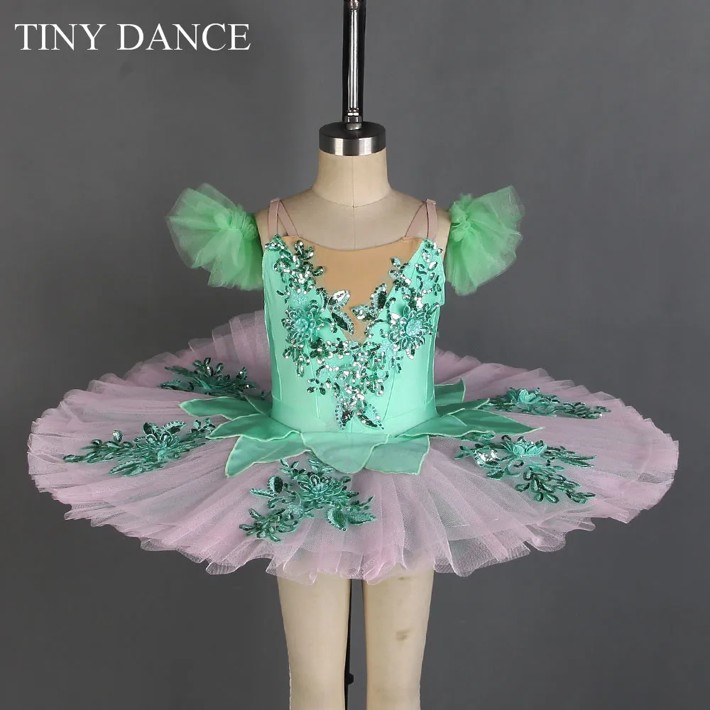 Green/Pink Professional Ballet Dance Tutu for Girls and Women Ballet Pancake Tutus Stiff Tulle Ballerina Tutu Costume