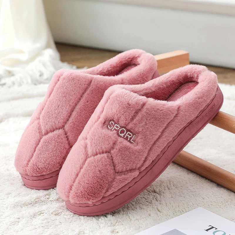 Plush Cotton Slippers Autumn Winter Thick - Soled Indoor Heat Preservation And Anti-Skid Home Female Soft  Heat  keep warm