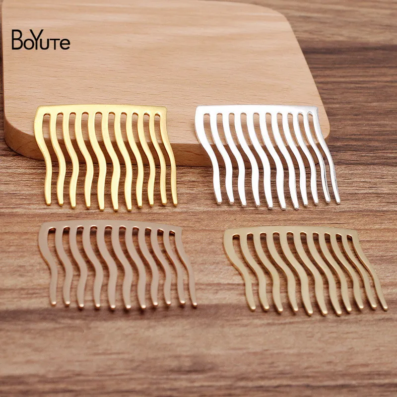 BoYuTe (20 Pieces/Lot) 40*38mm Metal Brass 11 Teeth Wave Hair Comb Materials Diy Handmade Hair Jewelry Accessories