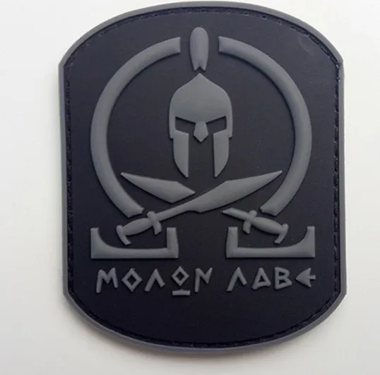 PVC Molon Labe Patches Sparta Helmet Patch Tactical Gears Etc Molle Badges Hook Back for Backpack