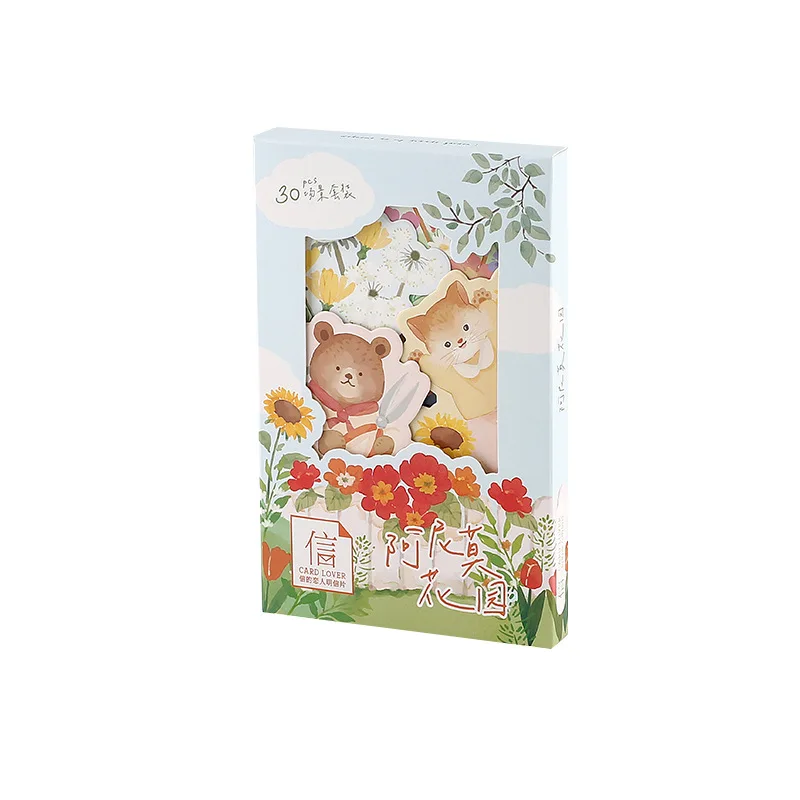 30 Pcs/Set Dreamland Journey and Animo Gard Postcard Cartoon Hand Painted Watercolor Message Card Birthday Greeting Cards