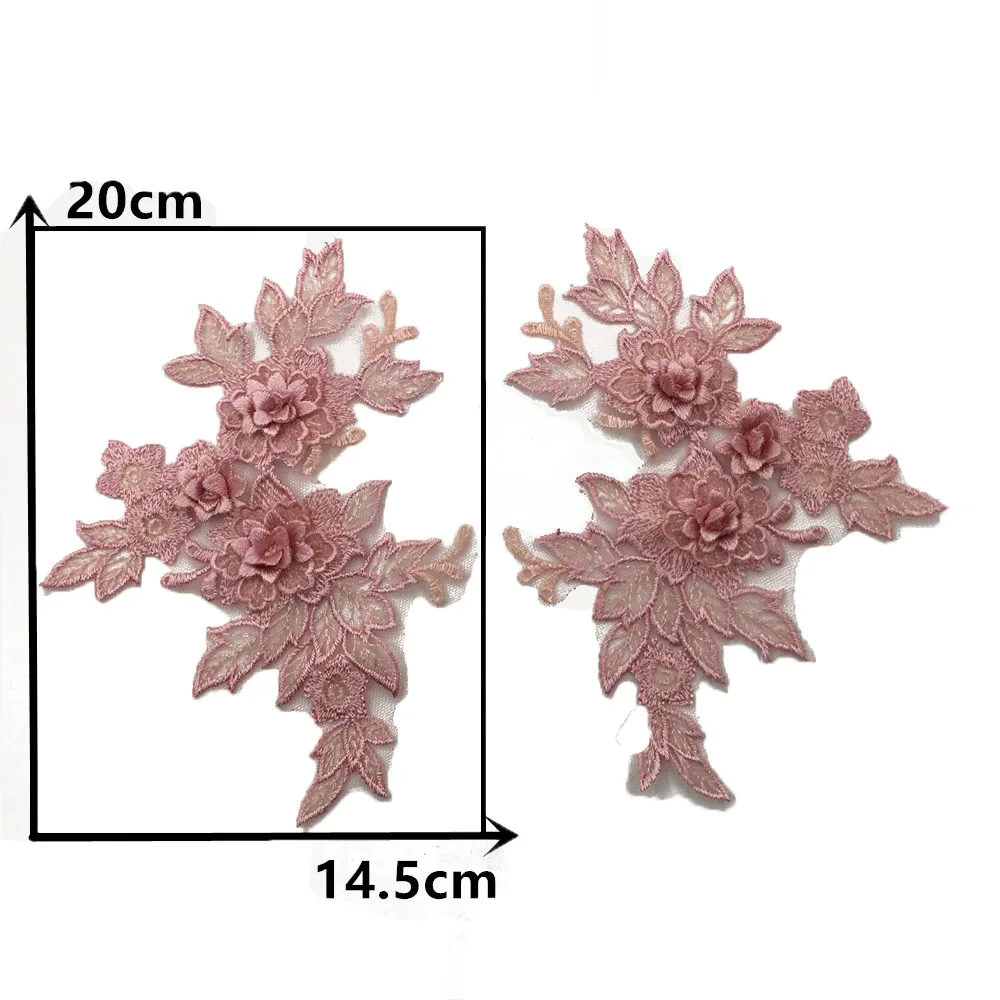 Ladies 3D Handicraft Supplies Embroidery Colorful Sewing Applique Lace Collar Decoration Accessories Fabric 1 Pair For Sale