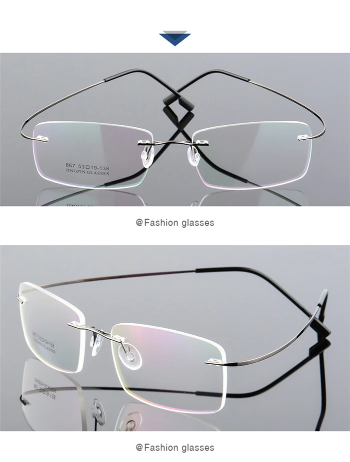 Legierung Superelastische Rahmenlose Kurzsichtige Brille Männer Metall Minus Objektiv Rechteck Rezept Brillen 0-0,5-0,75 Bis -6 – Detail 6