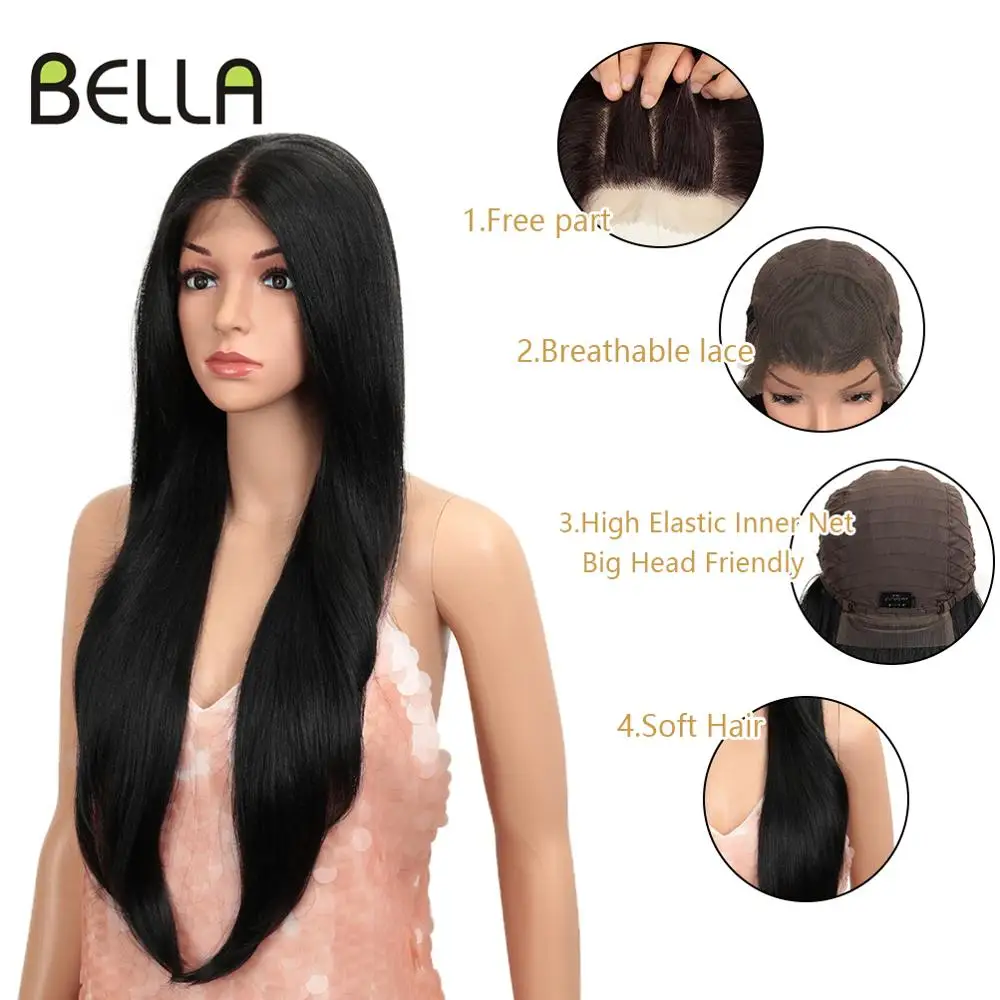 Bella parrucca diritta sintetica parrucca anteriore del merletto 13*4 parrucca frontale del merletto facile 360 pizzo biondo rosa Lolita parrucche Cosplay dei capelli per le donne