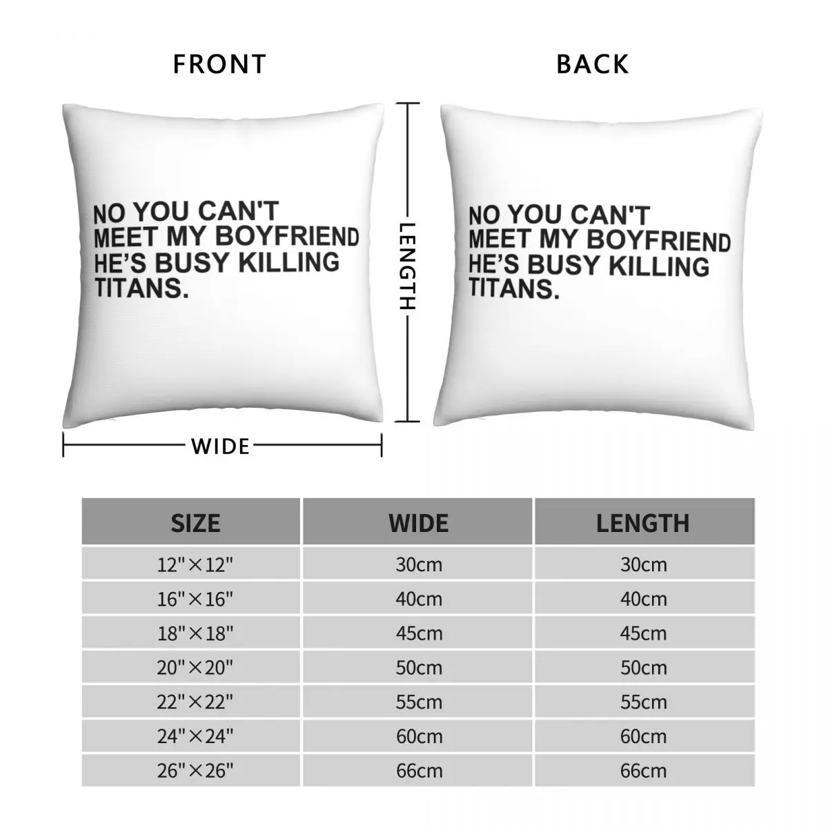 Titan-killing Boyfriend Square Pillowcase Polyester Linen Velvet Creative Zip Decor Room Cushion Cover