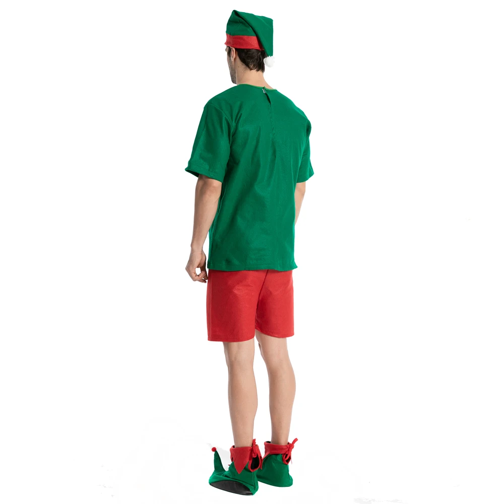 Feriado masculino elf santa ajudante cosplay traje barato não tecido adulto natal ternos de ano novo