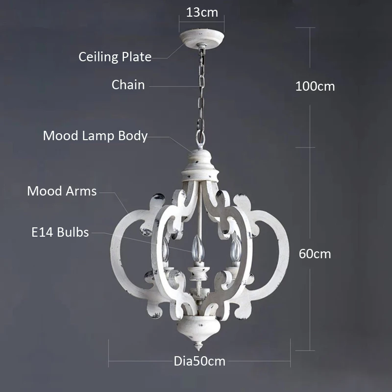 Vintage Wood Chandelier Lighting For Living Room Bderoom Kitchen Chandeliers farmhouse Loft Retro Indoor Lamp Lights Fixture