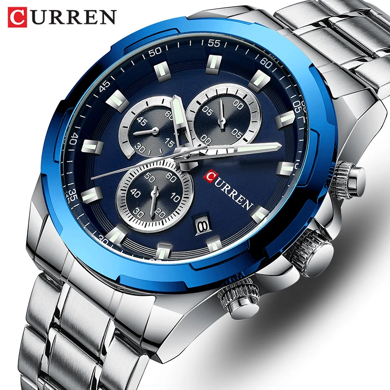 CURREN Luxury Brand Men's Watches Waterproof Quartz Watch Men Date Chronograph Wristwatch Full Steel Clock Relogio Masculino