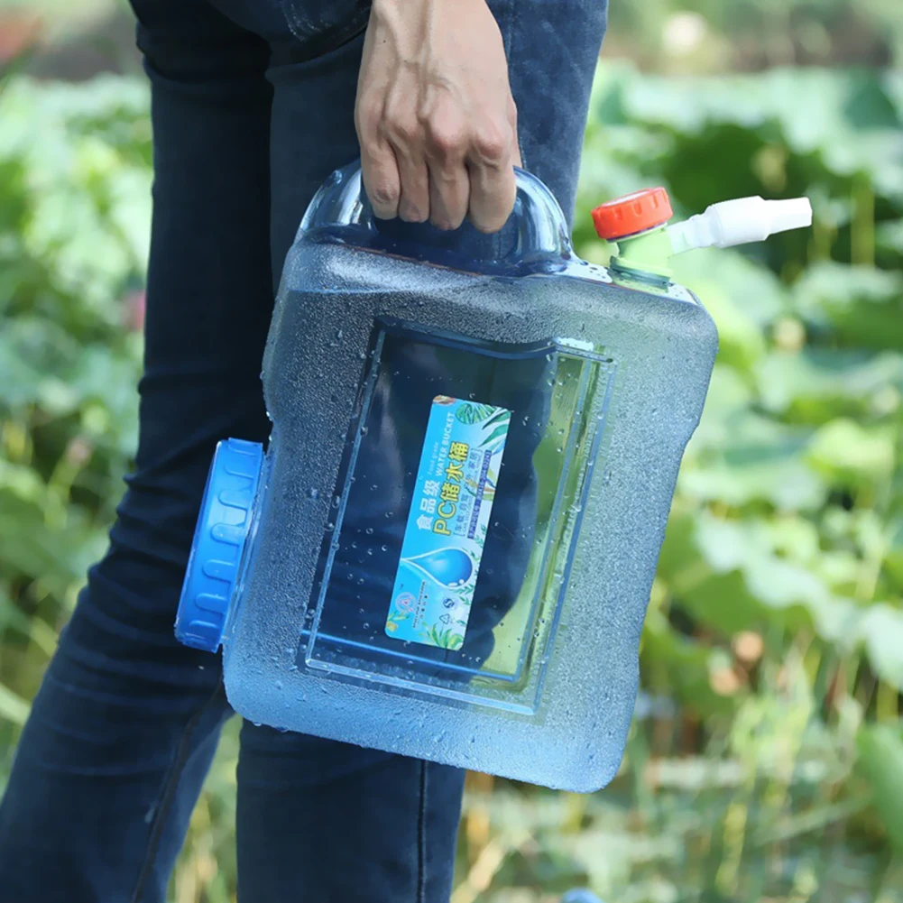 Cubo de agua de 5-15L para exteriores, contenedor de agua portátil para conducción de coche, depósito para el agua con grifo para acampar, Picnic y