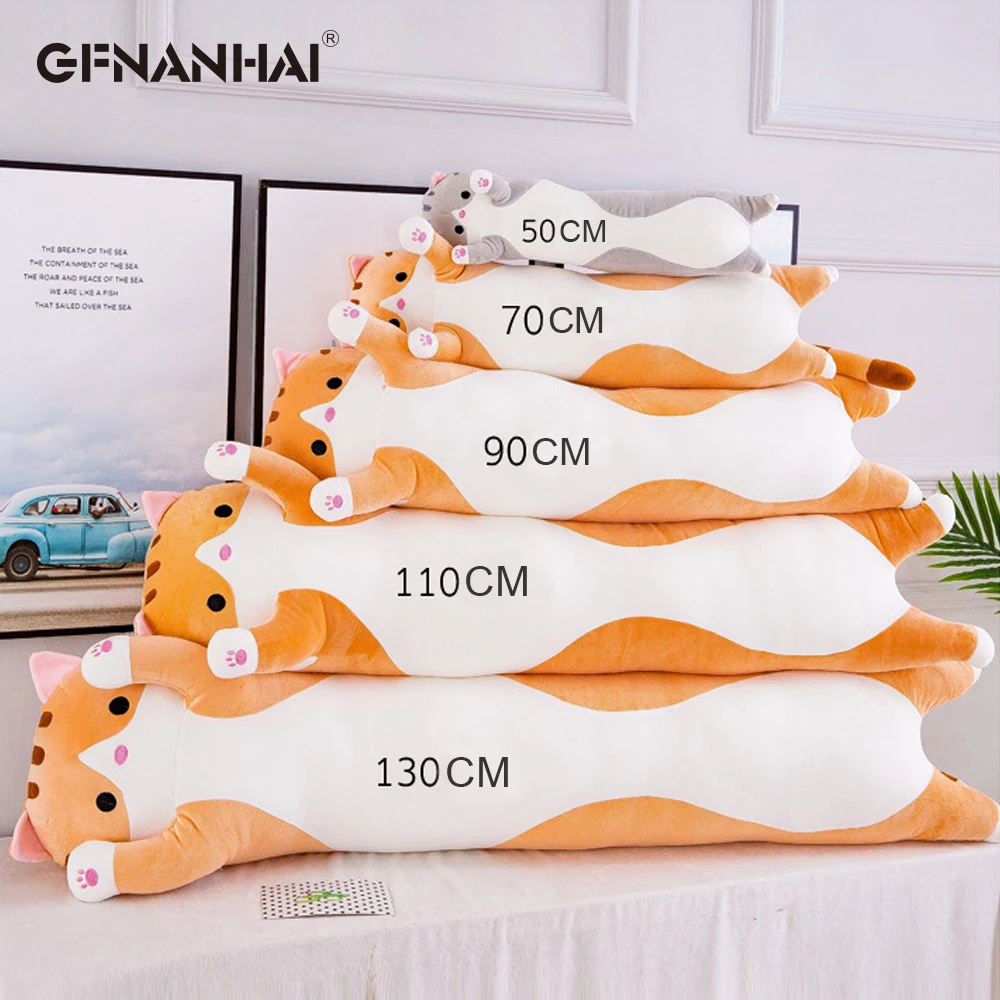 1pc 50-130CM kawaii 긴 동물 고양이 플러시 완구 어린이를위한 사랑스러운 부드러운 베개 여자 아기 잠자는 쿠션 만화 인형 인형