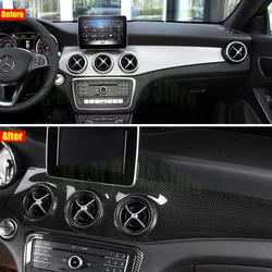 Carbon Fiber Color Car Center Console Air Condition Panel Decoration ABS For Mercedes Benz GLA X156 CLA C117 2013-18 LHD