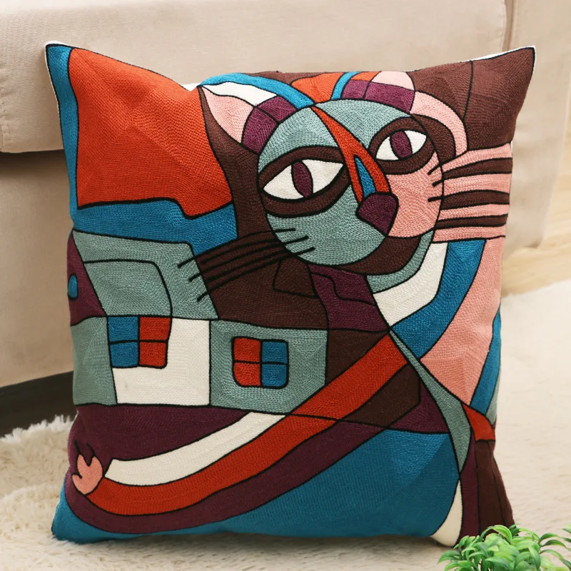 100% Cotton Nordic Style Embroidered Square Pillow Case Sofa Cushion Cover For Car Chair Cushion Case 45x45cm Without Stuffing