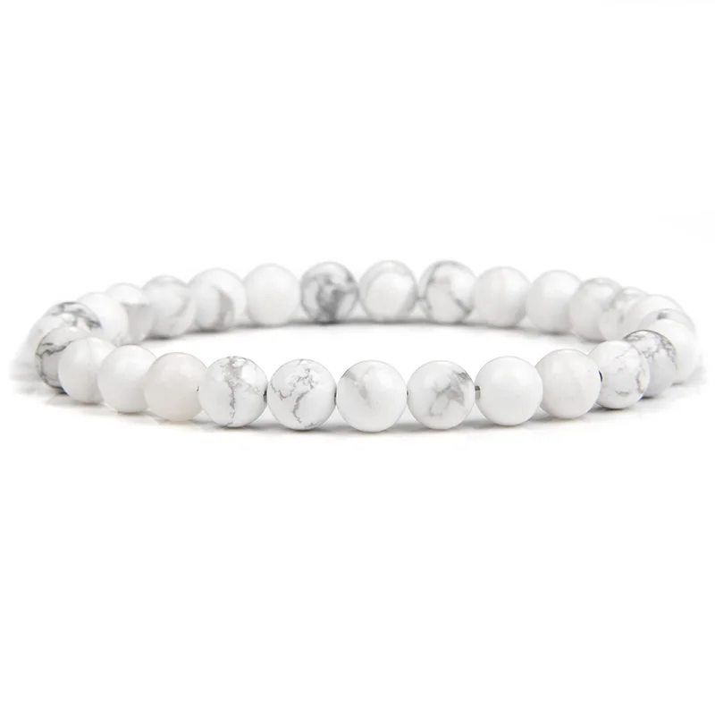 Natural White Howlite Real Stone 4/6/8/10mm Beads Bracelets For Women Men Energy Yoga Stretch Bracelet Meditation Jewerly