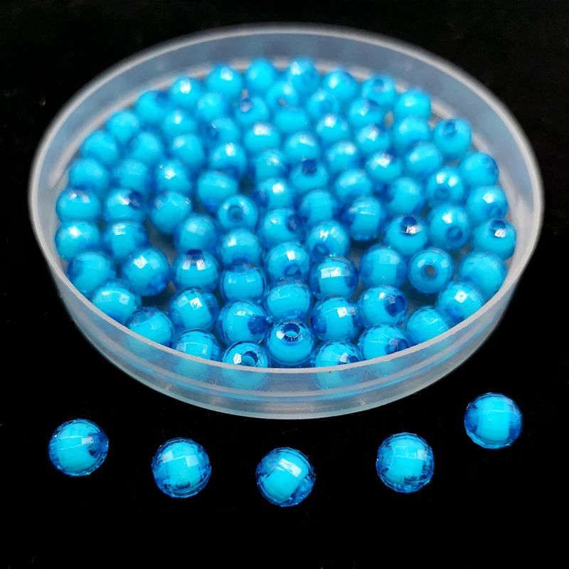 8mm/10mm Faceted Round Beads Acrylic  for Jewelry Making Bracelet Necklaces Pendants DIY #RoLi