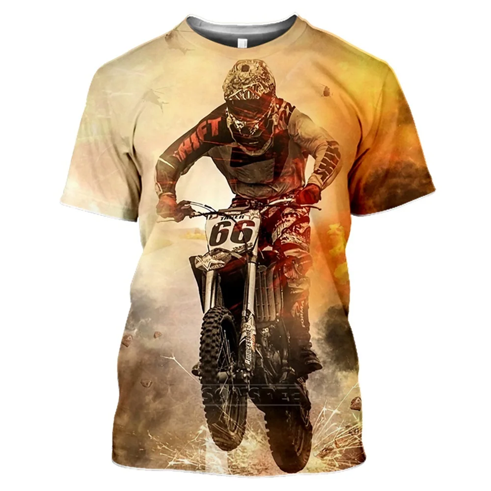 Mens T-shirt Summer 3D Print Motorcycle Motocross Tshirt Women Tops Tees Fashion Short Sleeve Sports Car T-shirts Homme