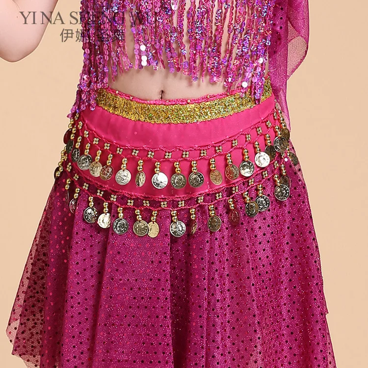 Adult Children Belly Dance Waist Chain Indian Dance Accessories Coins Waist Chain Belt Women Belly Dancing Practice Waist Belt