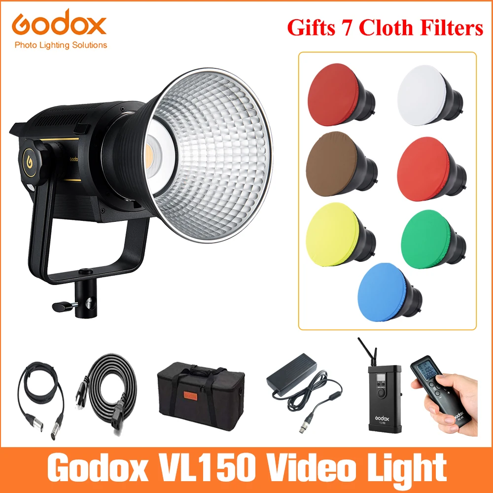 

Godox VL150 LED Video Light VL-150 150W 5600K White Version Continuous Output Bowens Mount Studio Light