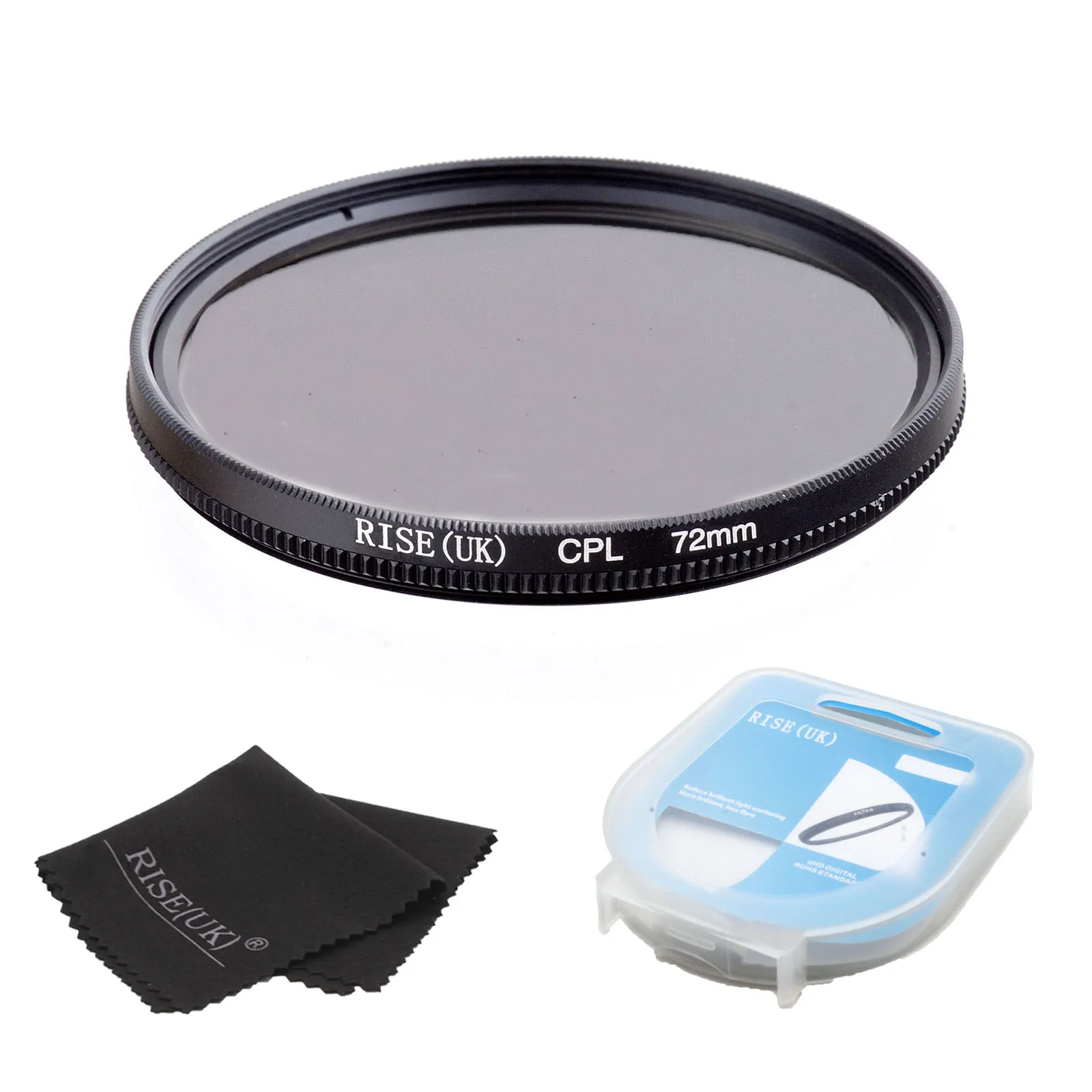 Круговой поляризационный фильтр RISE (Великобритания) 72 мм CPL C-PL, объектив + чехол + подарок для камеры Canon, NIKON, Sony, Olympus
