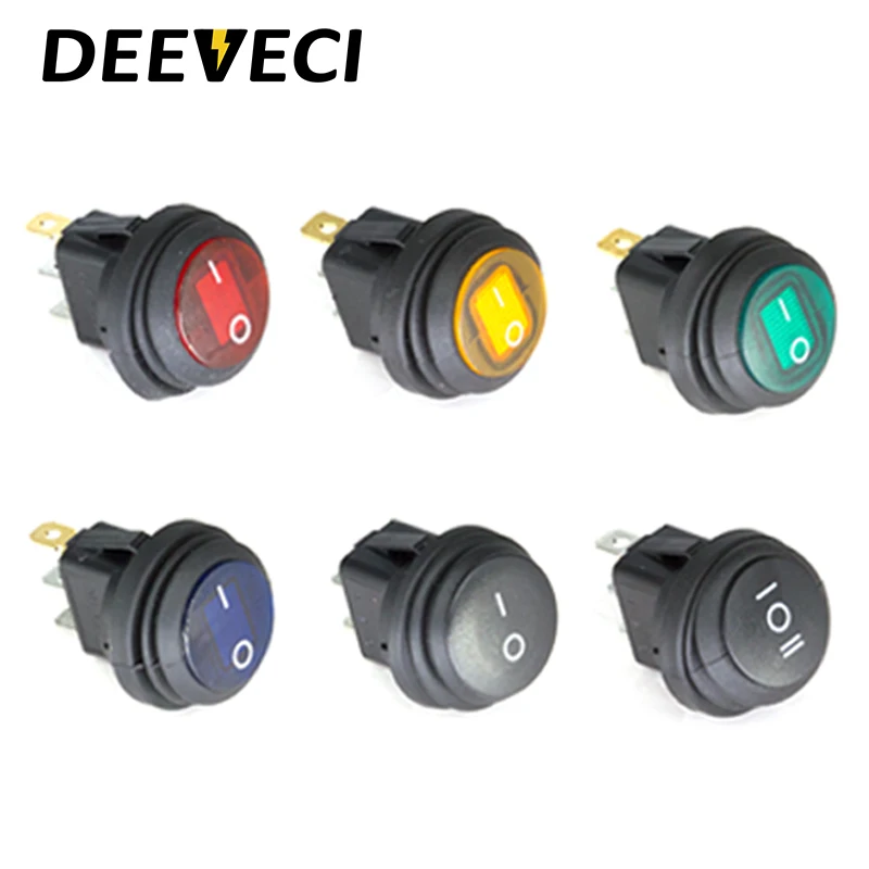 Kcd1 5a vermelho verde ip67 mini lâmpada redonda led 3 pinos liga desliga pc interruptor rocker pequeno