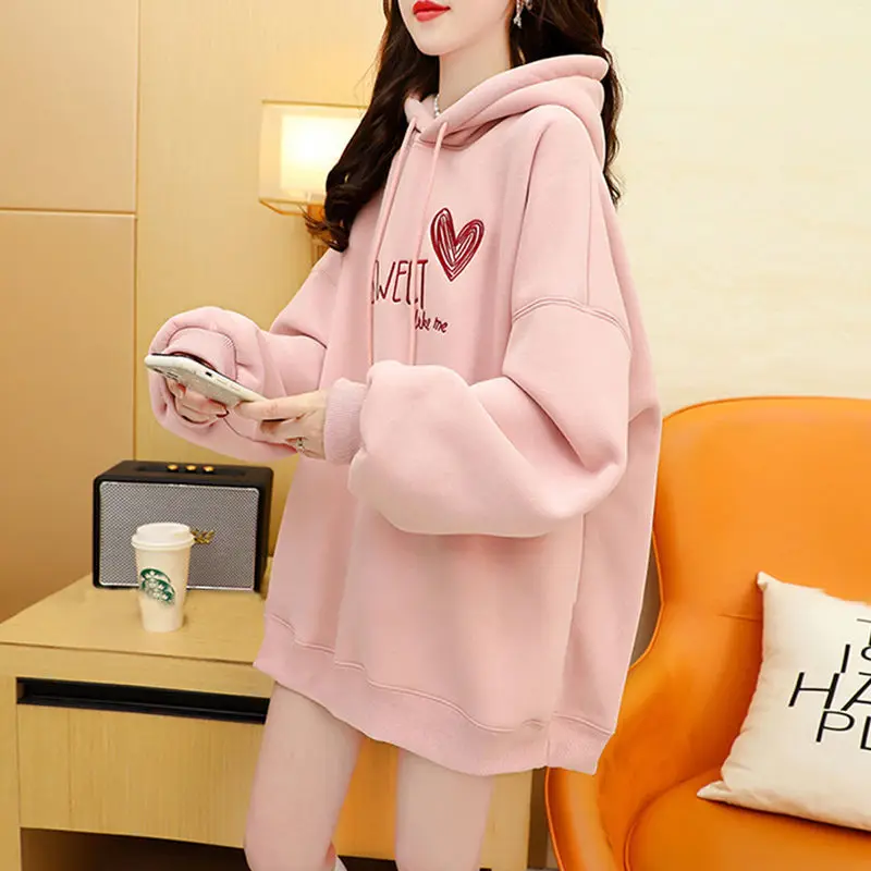 New Plus Velvet Female Bow Pullover Casual Trend Winter Women Sweatshirt Harajuku Harajuku Print Cute Dancing Little Girl Coat