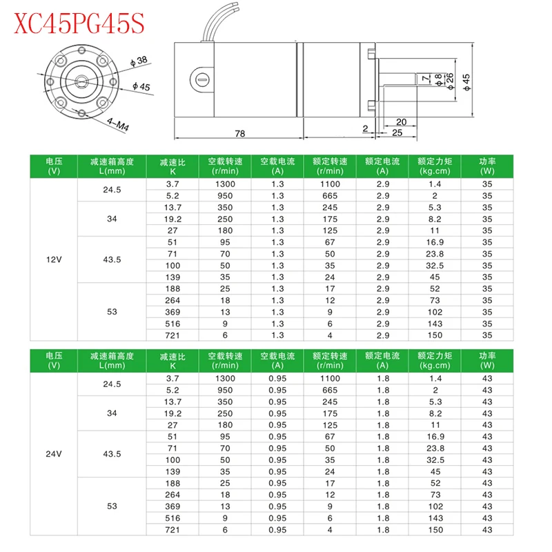 Imagem -05 - Engrenagem Planetária do Motor 45 Milímetros dc Micro Dc12v 24v Engrenagem Velocidade do Motor Regulação Alto Torque Transmissão 775