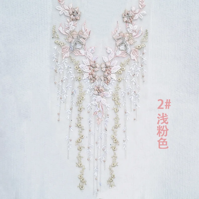 Net Yarn Hot Diamond Nail Bead Phoenix Flower Embroidery Patch Wedding Dress Chest Applique Decoration Handmade DIY Accessories
